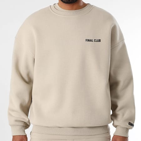 Final Club - Conjunto de sudadera de cuello redondo y pantalón de chándal Big Back Beige