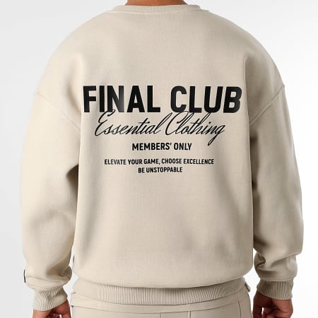 Final Club - Conjunto de sudadera de cuello redondo y pantalón de chándal Big Back Beige