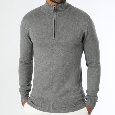 Frilivin - Lot de 2 Pulls Col Zippé Gris Noir