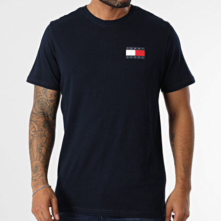 Tommy Jeans - Tee Shirt Slim Essential Flag 0740 Bleu Marine