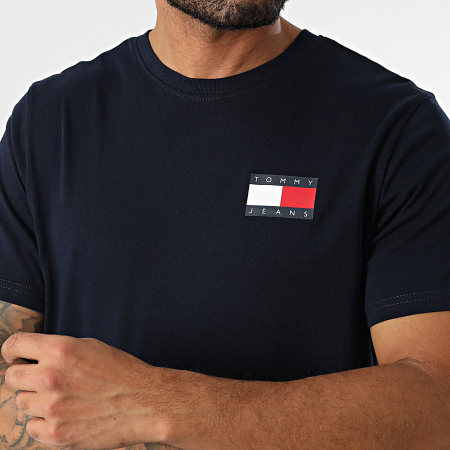 Tommy Jeans - Tee Shirt Slim Essential Flag 0740 Bleu Marine