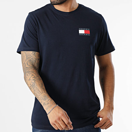 Tommy Jeans - Tee Shirt Slim Essential Flag 0740 Bleu Marine