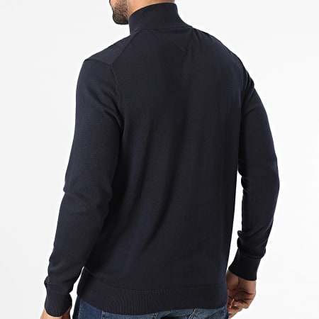 Tommy Hilfiger - Essential Cotton 7331 Suéter azul marino de cremallera alta