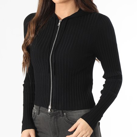Only - Gilet Zippé Capuche Femme Meddi Noir