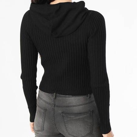 Only - Gilet Zippé Capuche Femme Meddi Noir