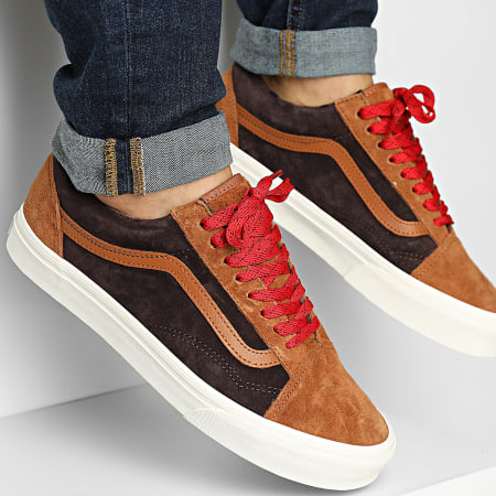 ☆VANS☆ Newschool Pig Suede Plaid Brown VN000CS0DFN1 Vans Shoes Knu Skool - green (pig suede plaid scarab)