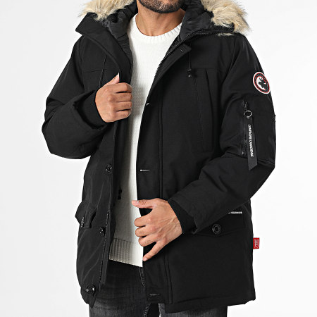 Capuche Fourrure Parka Homme Caribou Noir Compagnie Canadienne