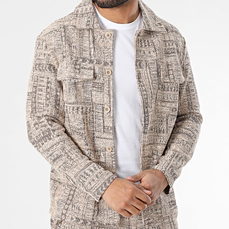 Ikao - Ensemble Surchemise Et Pantalon Cargo Beige Chiné