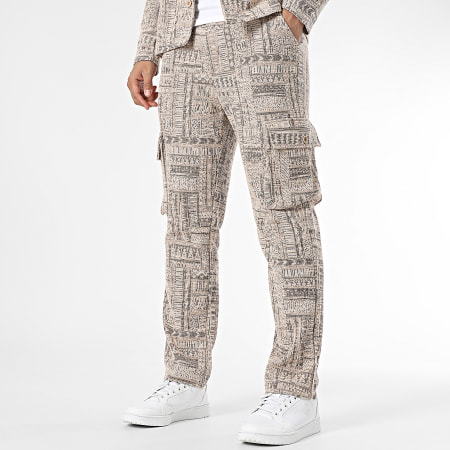 Ikao - Ensemble Surchemise Et Pantalon Cargo Beige Chiné