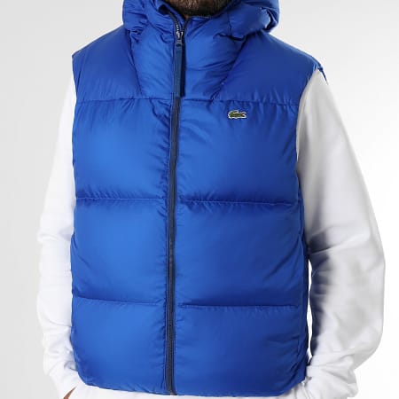 Lacoste Doudoune Capuche Sans Manches Logo Brodé Crocodile Bleu