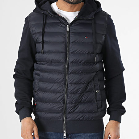 Tommy Hilfiger - Veste Zippée Capuche Mix Media 9007 Bleu Marine