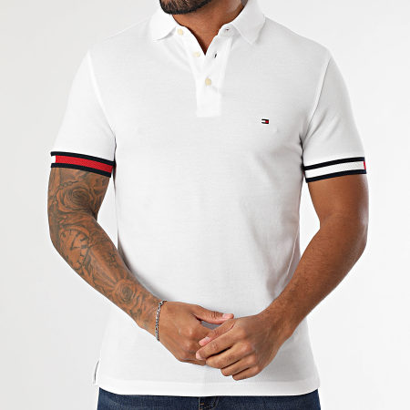 Tommy Hilfiger - Polo Manches Courtes Flag Cuff 7518 Blanc