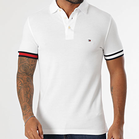 Tommy Hilfiger - Polo Manches Courtes Flag Cuff 7518 Blanc