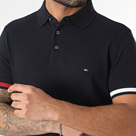 Tommy Hilfiger - Polo Manches Courtes Slim Flag Cuff 7518 Bleu Marine