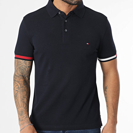 Tommy Hilfiger - Polo Manches Courtes Slim Flag Cuff 7518 Bleu Marine
