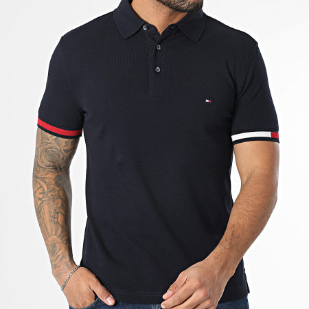 Tommy Hilfiger - Polo Manches Courtes Slim Flag Cuff 7518 Bleu Marine