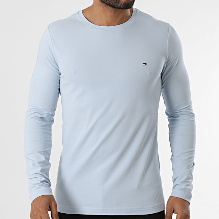 Tommy Hilfiger - Tee Shirt Manches Longues Slim 0804 Bleu Clair