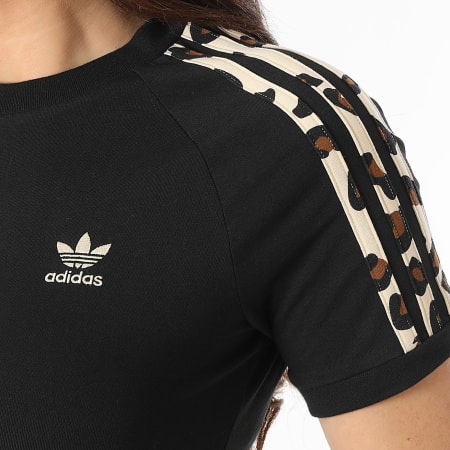 Adidas Originals - Tee Shirt Femme IW8478 Noir Beige Leopard