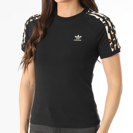 Adidas Originals Camiseta mujer IW8478 Negro Beige Leopardo Ryses