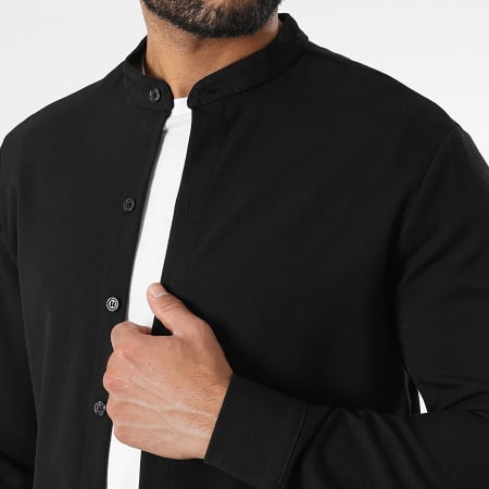 LBO - Conjunto de camisa de manga larga y pantalón texturizado 1510 Negro