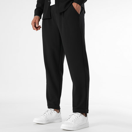 LBO - Conjunto de camisa de manga larga y pantalón texturizado 1510 Negro