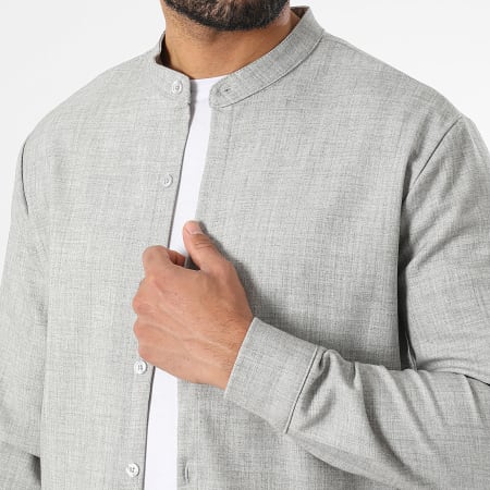 LBO - Conjunto de camisa de manga larga y pantalón texturizado 1511 Gris