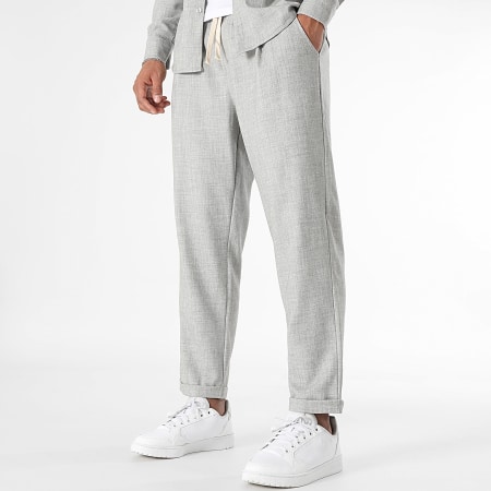 LBO - Conjunto de camisa de manga larga y pantalón texturizado 1511 Gris