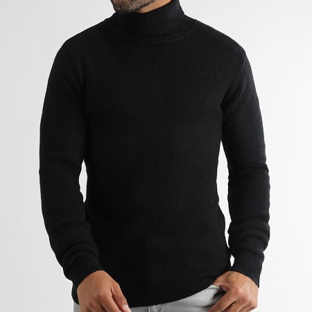 LBO - Lote de 2 jerséis de punto con cuello vuelto 1260 1264 Negro Gris claro