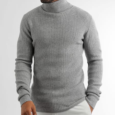 LBO - Lote de 2 jerséis de punto con cuello vuelto 1260 1264 Negro Gris claro