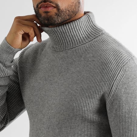 LBO - Lote de 2 jerséis de punto con cuello vuelto 1260 1264 Negro Gris claro