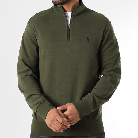 Polo Ralph Lauren Sweat Col Zippé Original Player Vert Kaki