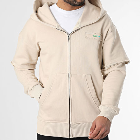 Ikao - Sweat Zippé Capuche Beige