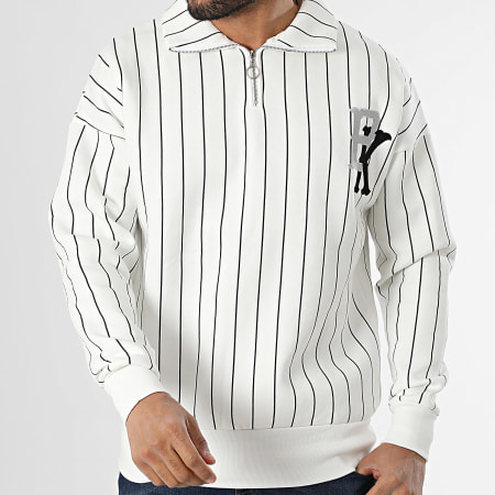 Ikao - Sweat Col Zippé A Rayures Blanc Noir