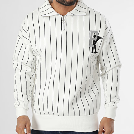 Ikao - Sweat Col Zippé A Rayures Blanc Noir