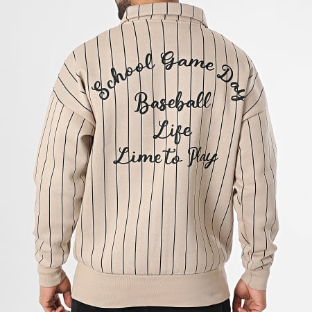 Ikao - Sweat Col Zippé A Rayures Beige