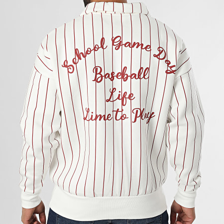 Ikao - Sweat Col Zippé A Rayures Blanc Rouge