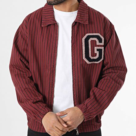 Ikao - Veste Zippée A Rayures Bordeaux