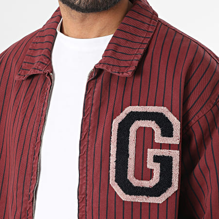 Ikao - Veste Zippée A Rayures Bordeaux