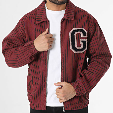 Ikao - Veste Zippée A Rayures Bordeaux