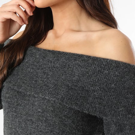 Jack And Jones - Robe Pull Femme Col Bateau Evi Off Gris Anthracite