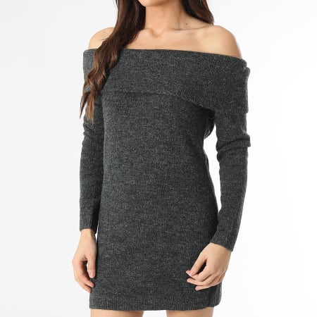 Jack And Jones - Robe Pull Femme Col Bateau Evi Off Gris Anthracite