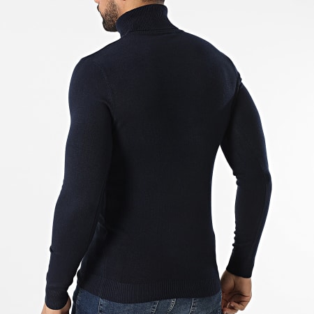 John H - Pull Col Roulé Bleu Marine