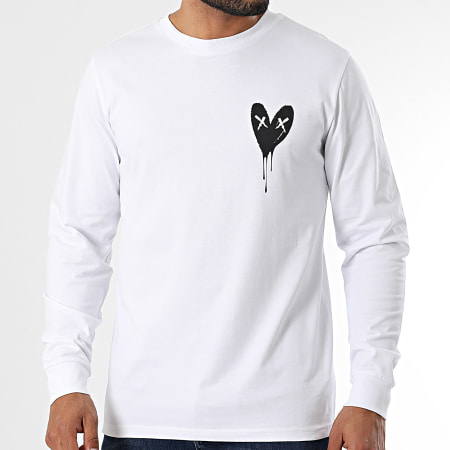 Luxury Lovers - Tee Shirt Manches Longues Rib Heart Series Small Black Blanc