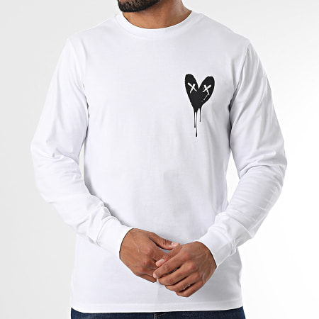 Luxury Lovers - Tee Shirt Manches Longues Rib Heart Series Small Black Blanc