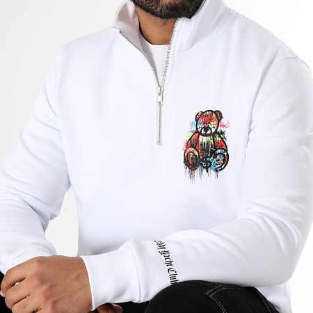 Teddy Yacht Club - Sweat Col Zippé Art Series Dripping Blanc