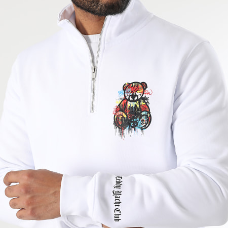 Teddy Yacht Club - Sweat Col Zippé Art Series Dripping Blanc