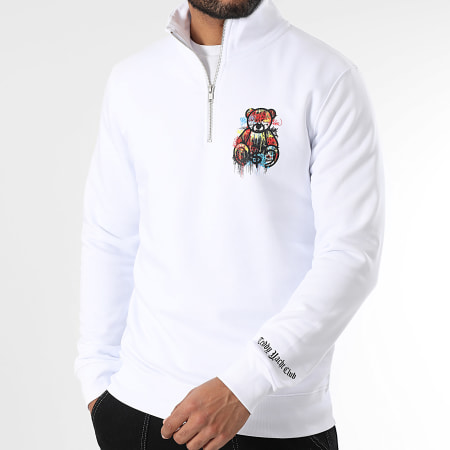 Teddy Yacht Club - Sweat Col Zippé Art Series Dripping Blanc