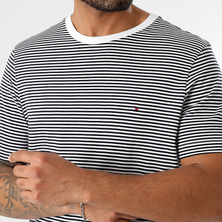 Tommy Hilfiger - Tee Shirt A Rayures Essential Seasonal Reg Fit Solid 9995 Blanc Bleu Marine