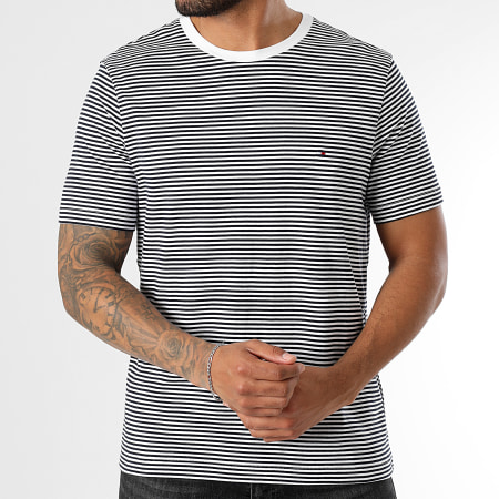 Tommy Hilfiger - Tee Shirt A Rayures Essential Seasonal Reg Fit Solid 9995 Blanc Bleu Marine