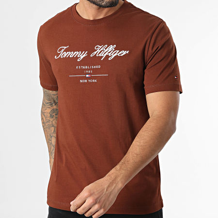 Tommy Hilfiger - Tee Shirt Script Logo 3691 Marron